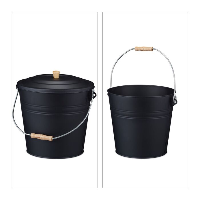 Відро для сміття Relaxdays чорного кольору з кришкою, 12 літрів