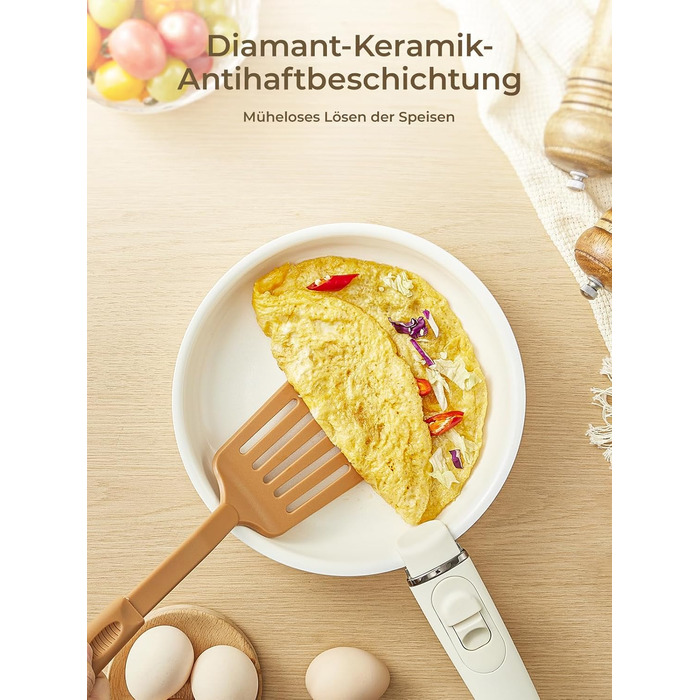 Набір посуду FOHERE 8 предметів: каструлі та сковороди з 2 знімними ручками, сковорода 20/28 см, каструлі 2.6/1.4 л, підходить для всіх плит (індукція), безпечний у духовці та посудомийній машині, бежевий