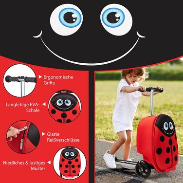 Дитячий чемодан і самокат DREAMADE 2 в 1 для дітей від 5 років і старше, дитячий візок з миготливими світлодіодними коліщатками, дитячий багаж 19 дюймів для дітей