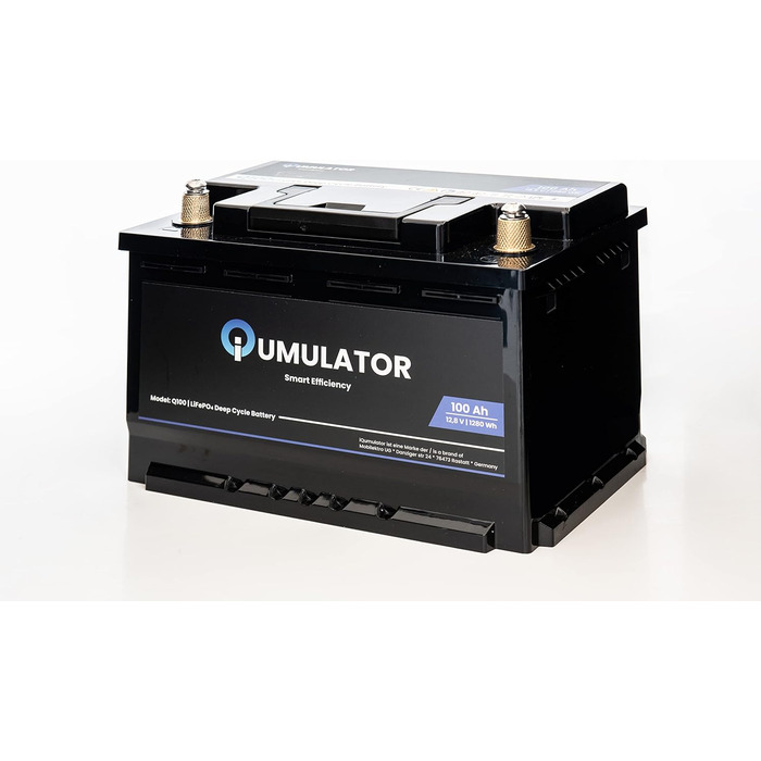 Акумуляторна батарея iQumulator LiFePO4 100Ah 12V 1280Wh з розміром BMS H6R/LN3R DIN, - EQ 160Ah-200Ah AGM/GEL поверхнева батарея для автофургону, човна, кемпінгу або сонячної системи, акумулятор живлення