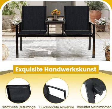 Садова лавка COSTWAY з столом, 2-місна, з дихаючої тканини, для балкона, саду, тераси 137x66x87 см