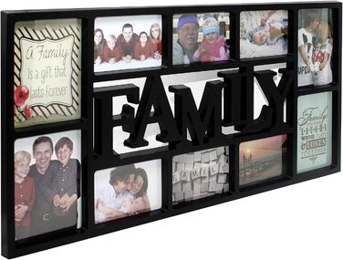 Рамка для фотографій Close Up 3D Family - Collage фоторамка XL - чорна (73x37 см)