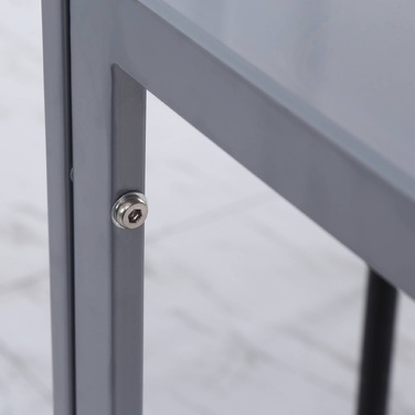 Стіл кухонний скляний квадратний, скляна стільниця, компактний дизайн, сірий