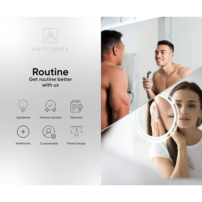 Дзеркало для ванної кімнати з підсвічуванням FORAM 120x70 см - без рами, на замовлення, сучасний дизайн