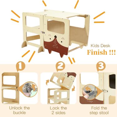 Стілець-лесенка для дітей Labebe Montessori, 3 в 1, з дошками для повідомлень, 92 x 38.5 x 42 см