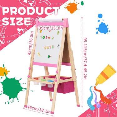 Дитяча мольберт-дошка Maltafel рожевого кольору з сумкою, регульована висота, двосторонній, з рулоном паперу, для дітей від 4 років