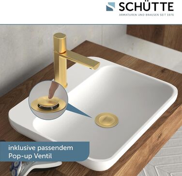 Змішувач для ванної кімнати Schütte Boston, однорідний змішувач для умивальника з горішнім підключенням, золото, для ванної кімнати