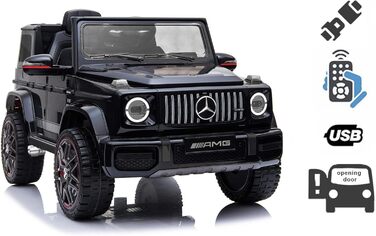 Дитячий електромобіль Mercedes G-Class 12V RIRICAR, чорний, з пультом керування