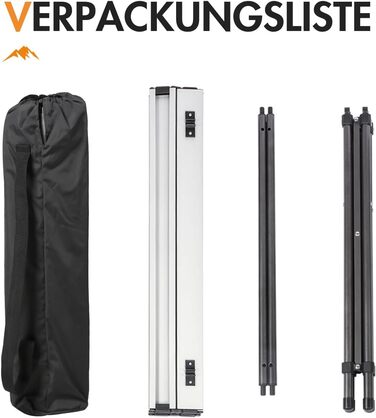 Складаний кемпінговий стіл PORTAL з алюмінієвою стільницею, витримує 80 кг, з сумкою для перенесення, білий — для пікніка, гриля, саду та балкона