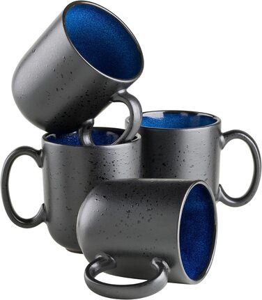 Набір MSER Niara, вінтажний, керамічний, сірий/чорний (чашка для кави, синя/чорна)