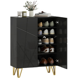 Шафа для взуття HOMCOM з 2 дверцятами, 3 регульовані полиці, на 15-20 пар, чорна, 72 x 31,5 x 95 см