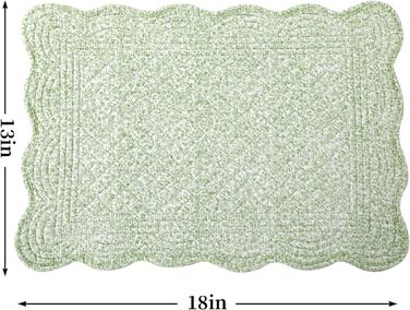 М'які підставки під тарілки MABOZOO, 100% бавовна, для кухні та обіднього столу, 6 шт. (білий, зелений з квітковим візерунком)