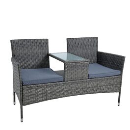 Садові меблі ESTEXO з ротангу для 2 осіб: Лавка, комплект для відпочинку, балконні меблі, сірий антрацит
