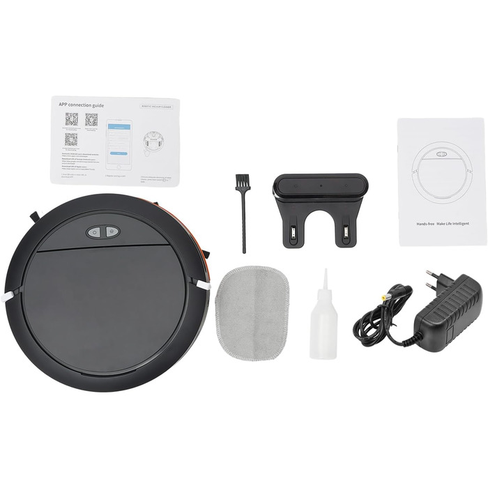 Робот-пилосос 2-в-1 з функцією миття SABUIDDS, потужність 2700Pa, керування через додаток, самостійна зарядка, для шерсті тварин, килимів та твердих підлог (Чорний)