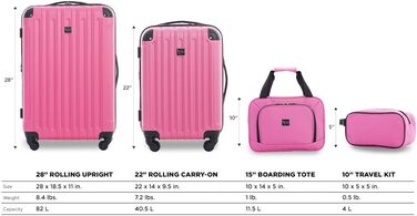 Набір валіз Travelers Club Midtown Hardside, Bubble Gum (рожевий)