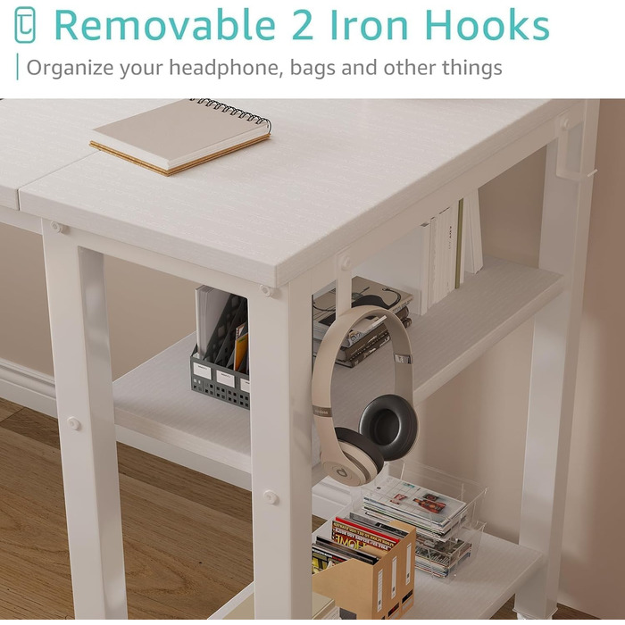 Комп'ютерний стіл Lufeiya з 4 висувними ящиками та полицями для зберігання, для дому, офісу, спальні, сучасний, простий дизайн, для студентів, ПК, 119,4 см