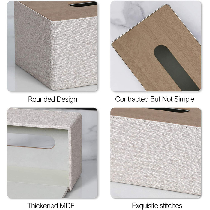 Скляниця для косметики, 25x13.5x9.5 см, PU-шкіра, сучасний дизайн, прямокутна форма, для ванної, спальні, кухні, офісу, бежевий колір