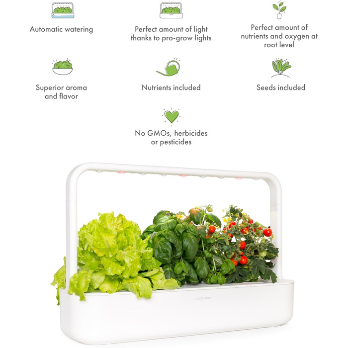 Click and Grow Indoor Garten: Розумний сад для вирощування зелені вдома з LED, 9 капсул (Зелений)