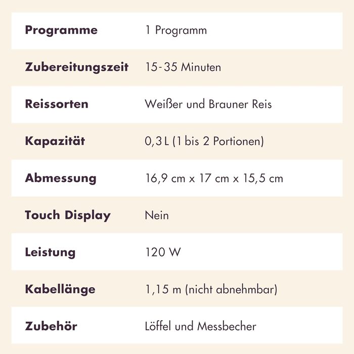 Міні рисоварка Reishunger 0.3L - для 1-2 порцій, керамічне покриття, чорний