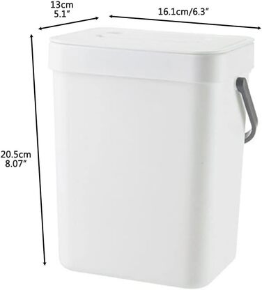 Органічне відро для компосту Boxwizard відро для компосту для кухні невеликий контейнер для компосту 3 л кухонний контейнер для сміття побутової навісний контейнер з кришкою Компостер для сміття у ванну / спальню в приміщенні (білий, 3 л 16.1*13*20.5 см)
