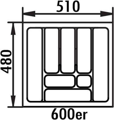 Лоток для столових приборів Naber 5, 510x480 мм, шафа бр. 600, макс. 50 символів