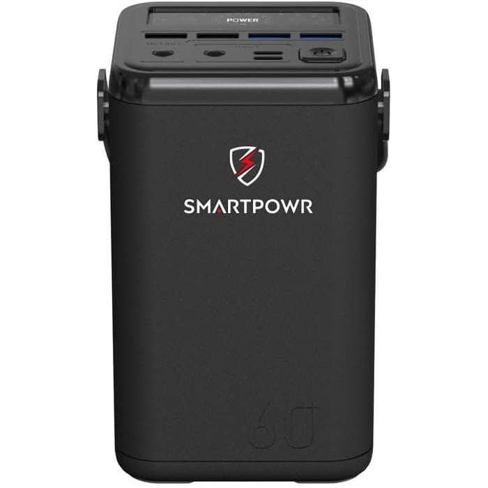 Вуличний павербанк SMARTPOWR 60000mAh 65 Вт, швидка зарядка, портативний накопичувач енергії, чорний