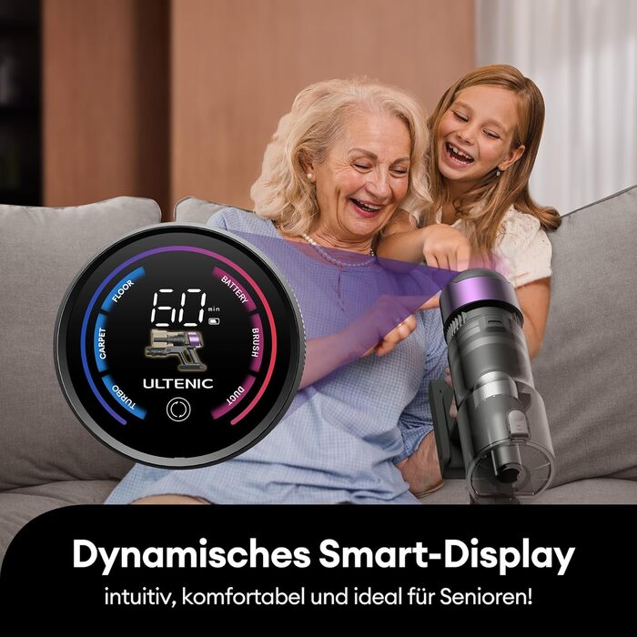 Бездротовий акумуляторний пилосос Ultenic U20: 55000Pa, 600W, 60хв, GreenEye, антинамотування, для твердих поверхонь та килимів