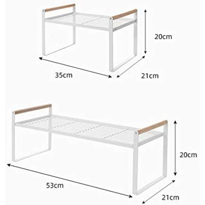 Організатор для кухонної Полиці, підставки для спецій, вставка для полиці Залізна і дерев'яна ручка, підходить для дому та кухні, білого кольору (35 x 21 x 20)