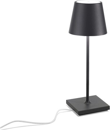 Zafferano Poldina Pro Mini – бездротова LED-лампа для дому та саду, білий колір, сенсорне керування, регулювання яскравості, 30 см, з зарядним пристроєм
