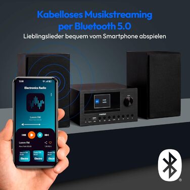 Мікроаудіосистема MEDION P85003 Інтернет радіо, DAB, FM, Bluetooth, USB, AUX, 2x150 Вт, чорний