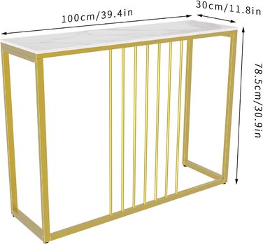 Консольний стіл Мармур Білий/Золотий, Скандинавський Модерн, 1003079см, для передпокою, вітальні, спальні