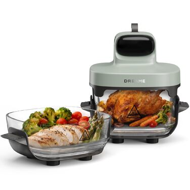 Фритюрниця Dreame Tasti AirFryer 5-в-1 з скляною чашею, 2.5L + 4.5L, 3D-конвекція, сенсорний дисплей, для дому та подорожей