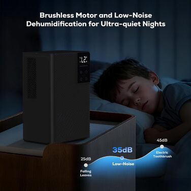 Електричний осушувач повітря 2500 мл з автоматичним вимкненням та системою відтавання, 7 кольорів підсвічування, тихий осушувач для дому, портативний, білий (чорний)