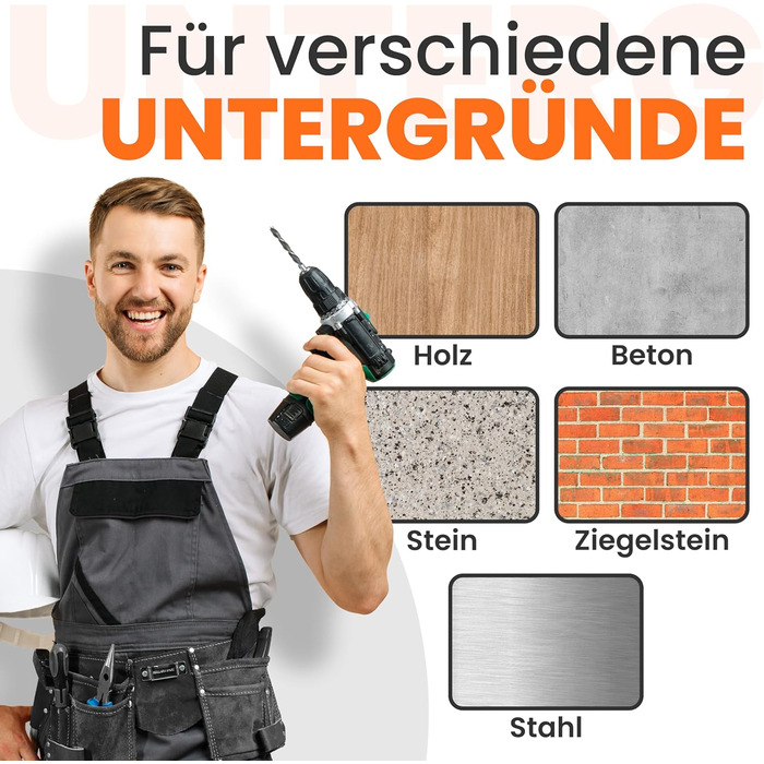 Набір кріплень для шин на стіну JK Trade® (4 шт.) з комплектом гвинтів та дюбелів. Захист для коліс, гачок для кріплення шин, садового інвентарю, легкосплавних дисків. Макс. навантаження 40 кг (Помаранчевий V1)