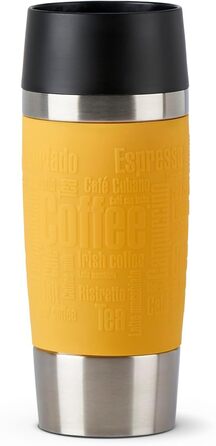 Термокружка Emsa Travel Mug Classic 360 ml, жовта, з рукавом, Quick-Press, 360° відкриття