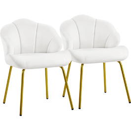 Крісла-черепашки Yaheetech, 2 шт., білі. Сучасні крісла з металевими ніжками, для вітальні, туалетного столика, спальні. Поліестер.