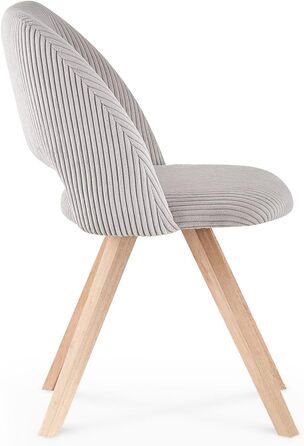 Набір з 2 стільців для їдальні B&D home® Vicky – оббивка з тканини Cord, сірий колір, ергономічна спинка, дерев'яні ніжки, дизайн модерн-кантрі для кухні, їдальні та вітальні