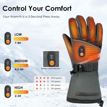 Обогріваючі рукавички Minthouz W11 для чоловіків та жінок, 7.4V, 3 режими нагріву, водонепроникні, з підтримкою сенсорного екрану, для роботи на відкритому повітрі, катання на велосипеді, лижах (XL)