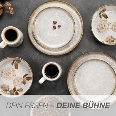 Набір посуду Moritz & Moritz BLOSSOM 24 предмети на 6 осіб - сучасний керамічний сервіс з квітковим дизайном, тарілки, чашки, миски