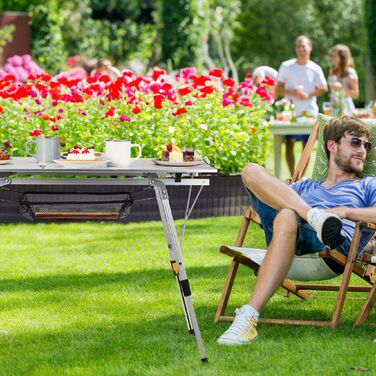 Relaxdays Регульований за висотою відкидний столик з алюмінію