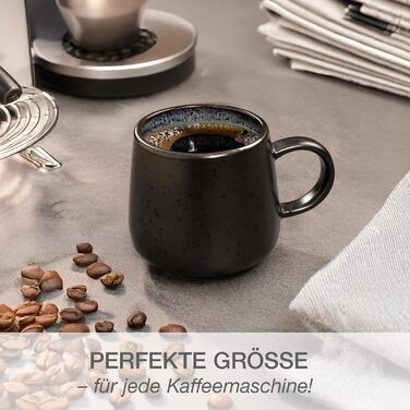 Набір посуду Moritz & Moritz SOLID 24 предмети для 6 осіб, кераміка, антрацит: обідні тарілки, глибокі тарілки, десертні тарілки, чашки з ручками