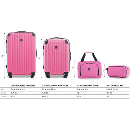 Набір валіз Travelers Club Midtown Hardside, Bubble Gum (рожевий)
