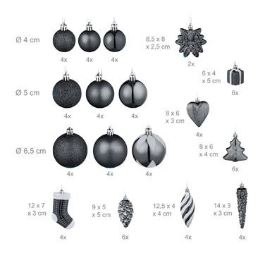 Набір новорічних кулічок Relaxdays (72 шт.)