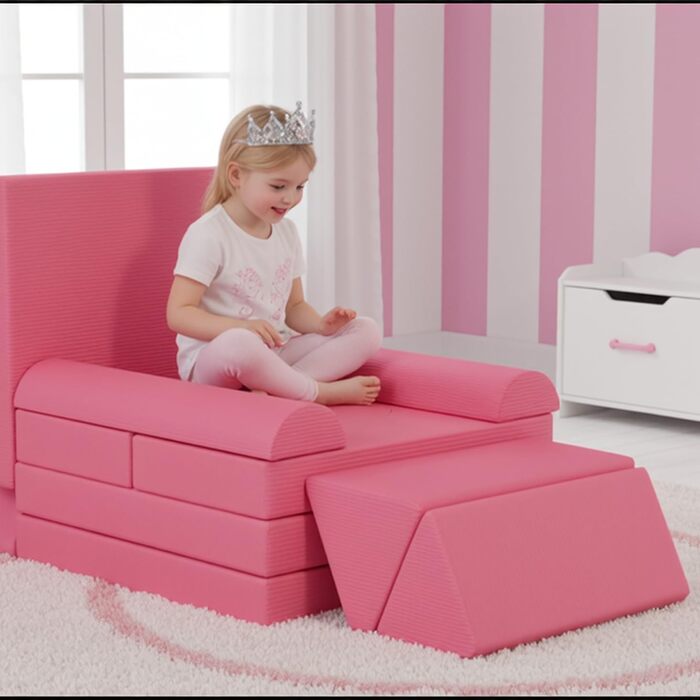 Дитяче ігрове диван-конструктор MAMIZO Cord, 15 частин, рожевий. Модульний диван-конструктор для гри та відпочинку в дитячій кімнаті. Оeko-Tex сертифікат.