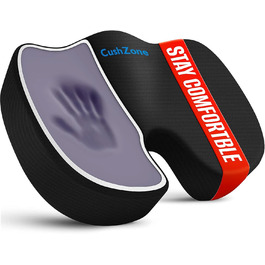 Подушка для сидіння CushZone для офісного крісла, автокрісла, з Memory Foam для полегшення болю в куприку (чорна)