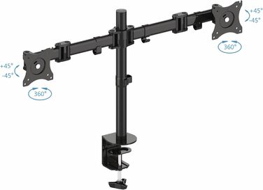 Кріплення для монітора PureMounts (2 монітори), 17-32 дюйми, до 8 кг, VESA 75/100, регульоване, чорне