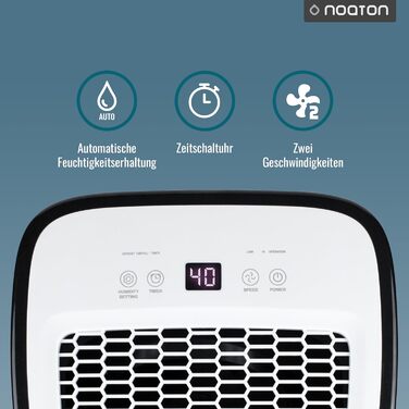 Зволожувач повітря Noaton DF 4112: 13л/24г, 65 м³, 190 Вт, 2.5л бак, шланг, таймер, датчик вологості - від вологи та плісняви