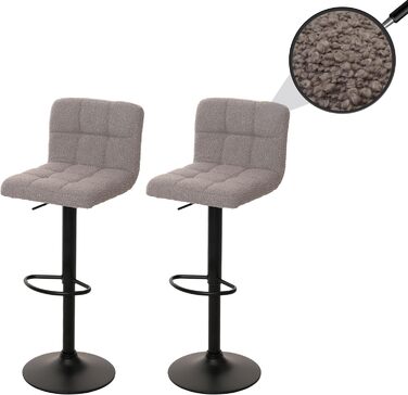 Набір з 2 барних стільців Mendler HWC-G87, регульовані по висоті, обертаються, тканина Boucle, сірий, FSC®