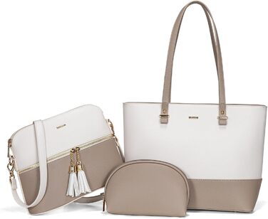 LOVEVOOK Сумка-шопер для жінок, велика сумка на плече, шкіряна сумка LOVEVOOK, 3-частинний набір (C Бежевий Хакі)