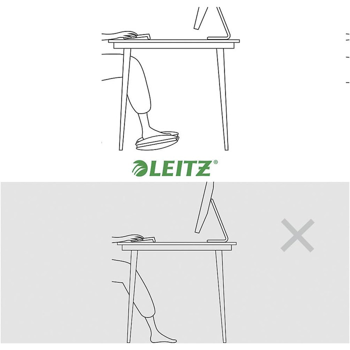 Підставка для ніг Leitz Ergo Cosy, регульована, сіра, 53710089 - для офісу та дому, зменшує біль у спині та плечах